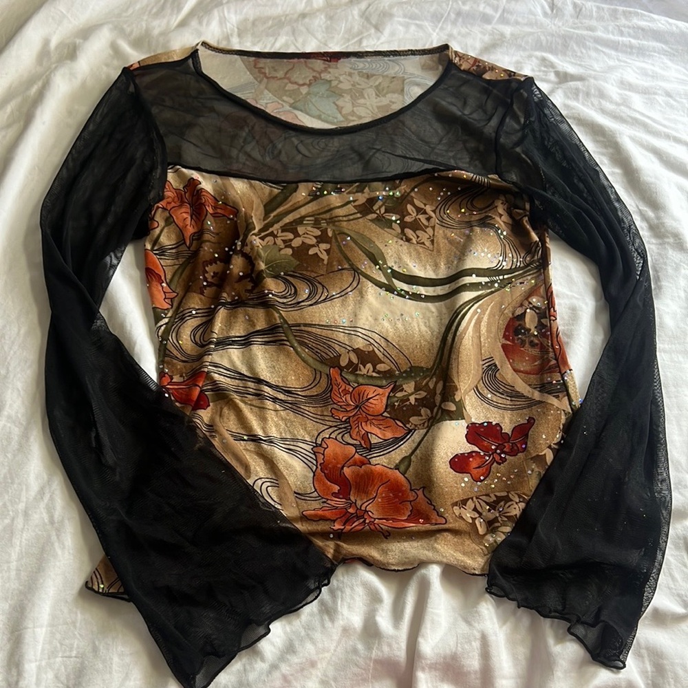 Y2k/90s grunge mesh long sleeve top